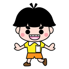 小学生　男子　男の子　かわいい　イラスト素材