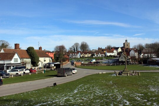 A general view of Finchingfield, Essex, looking east across the village green.