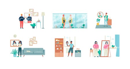 Set of banners on theme of self-acceptance flat vector illustration isolated.