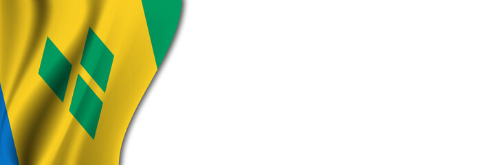 Saint Vincent and the Grenadines flag on white background. White background with place for text...