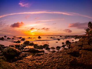 Fototapeta na wymiar Grand Cayman Sunset, Caribbean rocky coast