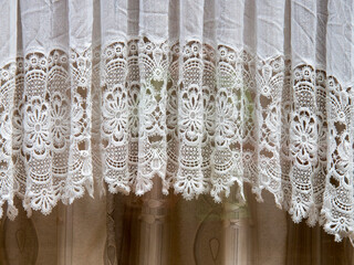 Netherlands, Amsterdam. Lace curtains very typical in Amsterdam homes.