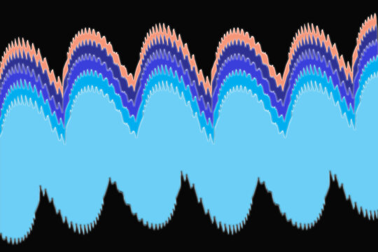 Onda variopinto e sinusoide in rilievo con sfondo nero
