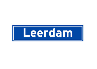 Leerdam isolated Dutch place name sign. City sign from the Netherlands.