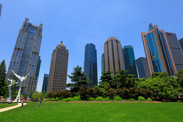 Obraz premium Architectural scenery of Lujiazui in Pudong, Shanghai, China