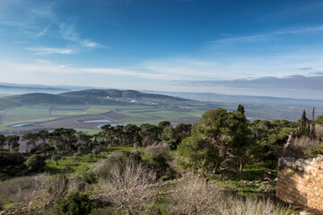 Fototapeta na wymiar view of the surrounding area from Mount Tabor, that is from the Transfiguration of the Lord