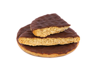 Chocolate covered biscuits isolated on white background
