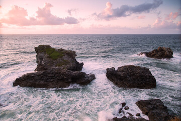 Trevellas porth sunset near st agnes cornwall England uk 