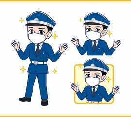 制服を着た警備スタッフのイラスト