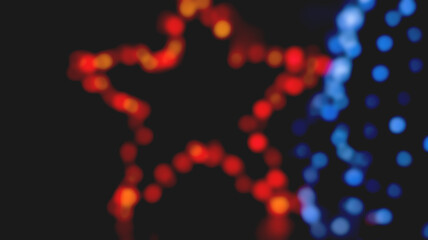 multicolored festive bokeh out of focus in the shape of a star, suitable for text in the foreground