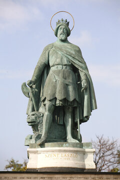Statue of Saint Laszlo King of Hungary on Heroes Square Budapest