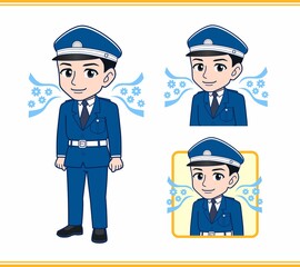 制服を着た警備スタッフのイラスト