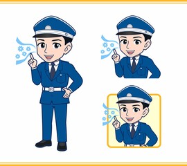 制服を着た警備スタッフのイラスト