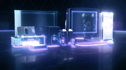 3d rendered illustration of Old Nostalgic Abstract Technology Items. High quality 3d illustration