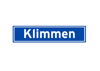 Klimmen isolated Dutch place name sign. City sign from the Netherlands.