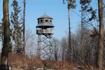 Kabatice lookout tower near Frydek Mistek in the Czech Republic.