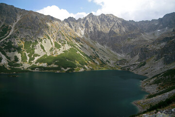 Fototapeta na wymiar Czarny Staw Gasienicowy - Black Lake, mountain glacial lake in Tatra Mountains, Poland