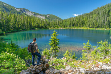 Fototapeta na wymiar Hiking at Annette Lake in Washington State