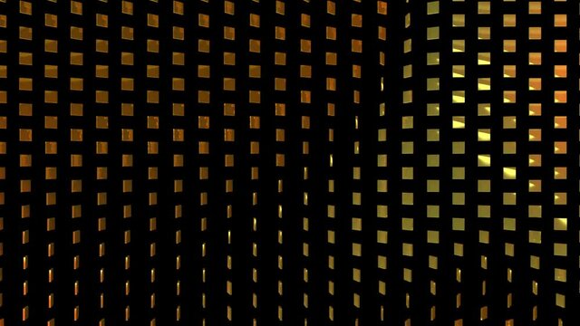 Gold plates swirl in the wind. 3d background. Looped animation.