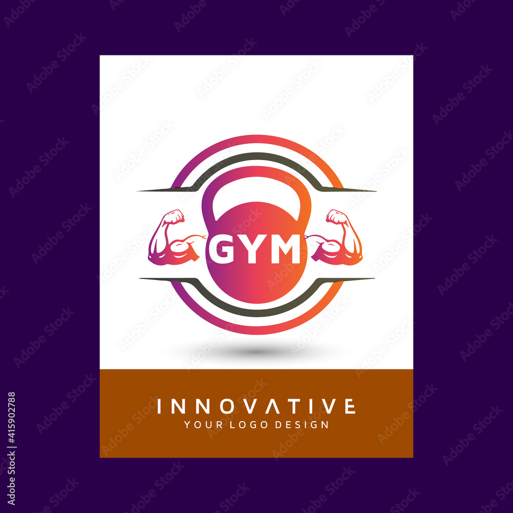 Sticker workout Physical Fitness logo design . Modern vector logo design template design.