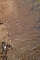 Sandy beach and waves. View from above.