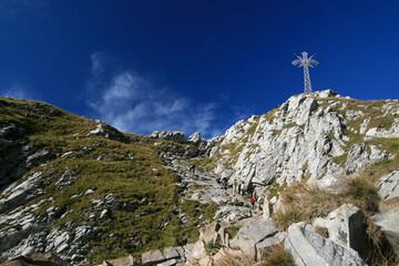 Giewont peak - the most famous polish mountain, simbol of Tatra Mountains and Zakopane, Tatras, Poland