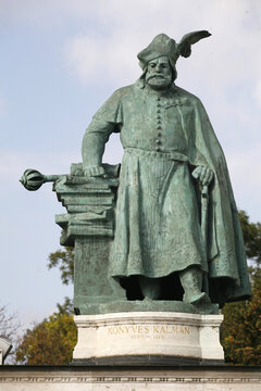 Statue of Konyves Kalman King of Hungary on Heroes Square Budapest