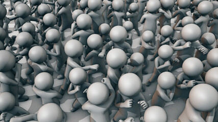 3d rendered illustration of people crowd fighting with each other. High quality 3d illustration