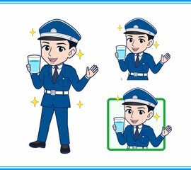 制服を着た警備スタッフのイラスト