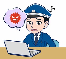 制服を着た警備スタッフのイラスト