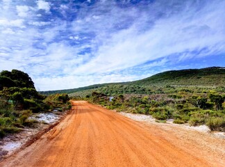 Classic outback dirt road in the lush Eastern Australia