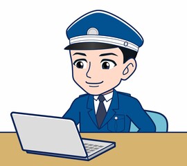 制服を着た警備スタッフのイラスト