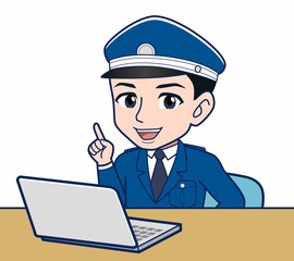 制服を着た警備スタッフのイラスト