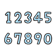 素材_手描きの数字_青