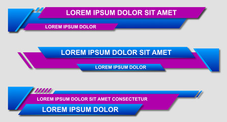 Set futuristic lower thirds set template vector. Template layout design banner for bar Headline news title. Modern design style. Vector illustration