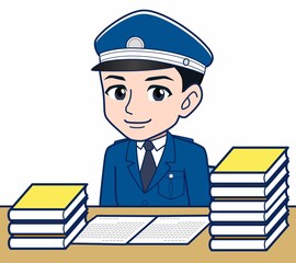 制服を着た警備スタッフのイラスト