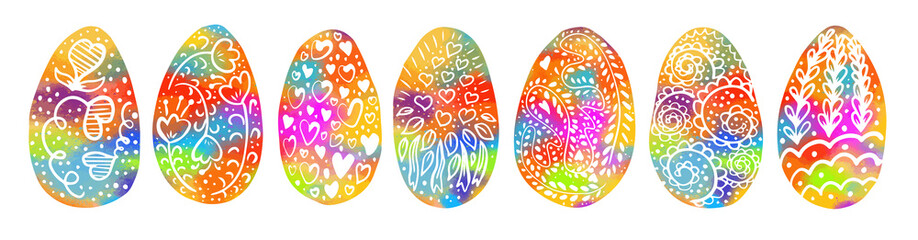 A set of multi-colored Easter eggs. Vector illustration
