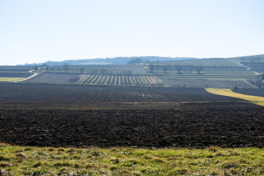 Landscape with ploughed fields in Soultz-les-Bains.