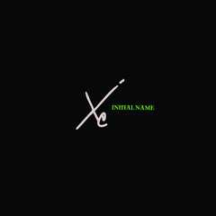 XE initial handwritten calligraphy, for monogram and logo