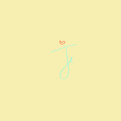 JE initial handwritten calligraphy, for monogram and logo
