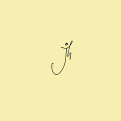 JH initial handwritten calligraphy, for monogram and logo