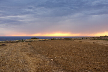 Rain during sunset, Gozo. 