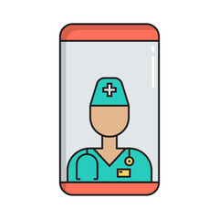 Online doctor consultation simple medicine icon in trendy line style isolated on white background for web applications and mobile concepts. Vector illustration