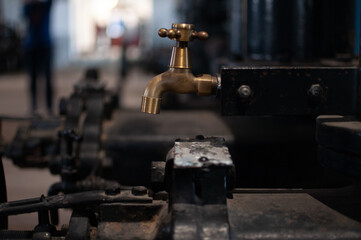 Brass faucet in water purification factory.