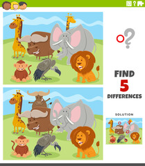 differences educational game with wild animal characters