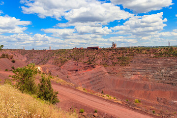 View of huge iron ore quarry in Kryvyi Rih, Ukraine. Open pit mining