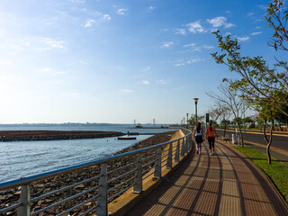 Panoramic skyline of the city Posadas, Argentina, across the river Parana