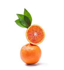Stacked oranges on a white background