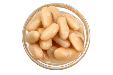 Canned navy beans, isolated on white background. High resolution image