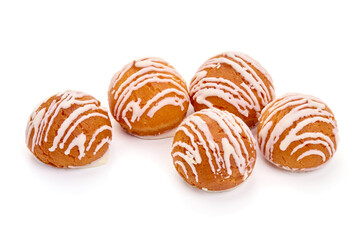 Cookies with icing, isolated on white background. High resolution image